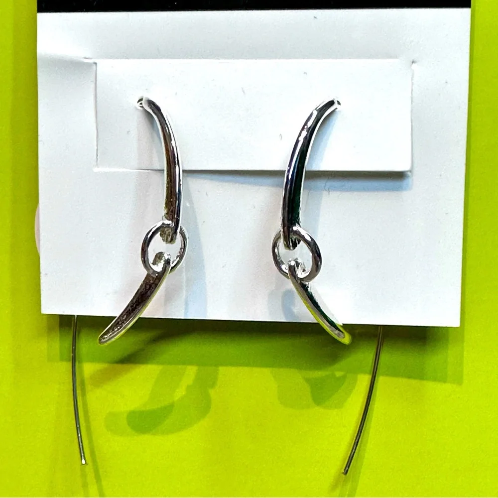 Nine West- Silver Tone Threader Earrings, NWT